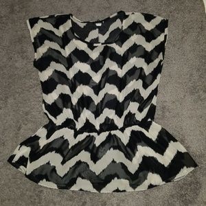 Sheer Black &Tan Blouse